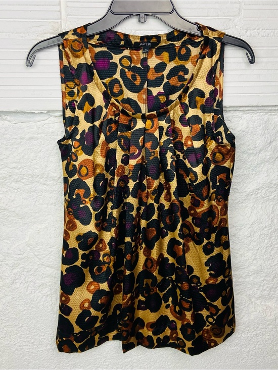 Apt. 9 Tops - APT. 9 Leopard Print Sleeveless silky, satin pleated Blouse - Gold & Black SZ S